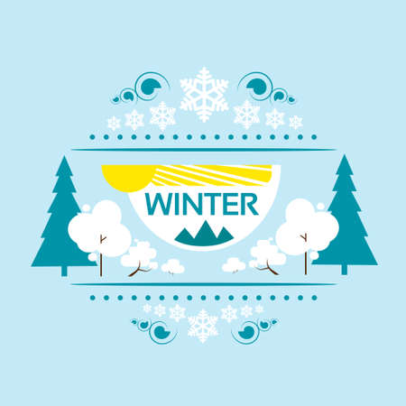 winter banner flat design snow tree vectorのイラスト素材