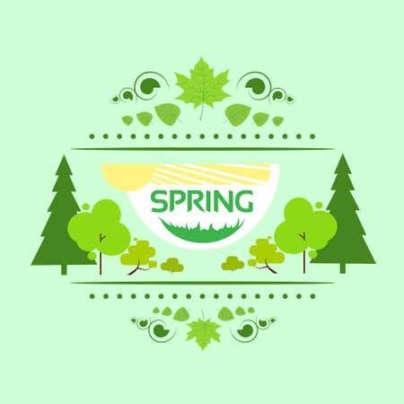 spring gift card banner green tree vectorのイラスト素材