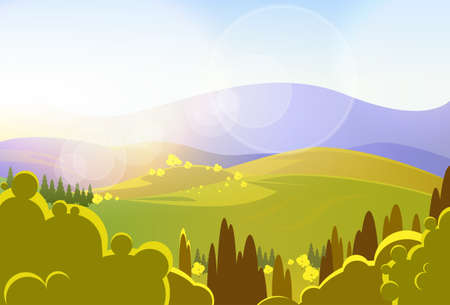 autumn yellow mountains tree valley landcape vectorのイラスト素材