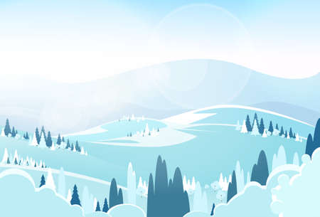 winter mountain landcape flat icon vectorのイラスト素材
