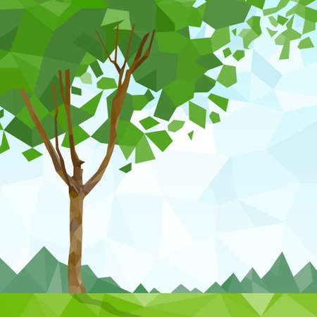 tree green leaves polygon graphic with copy spaceのイラスト素材