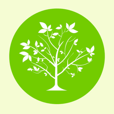 green tree flat circle icon vectorのイラスト素材