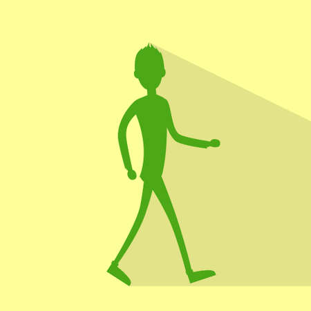 casual man silhouette walking side flat vectorのイラスト素材