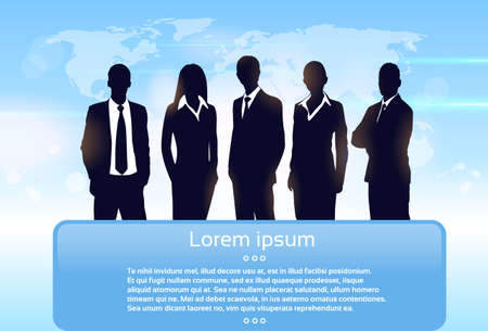 Business People Group Silhouette Executives Team with Banner Board Copy Space Vector Illustrationのイラスト素材
