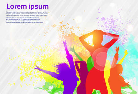 Dancing Colorful Girl Splash Paint Dance Bannerのイラスト素材