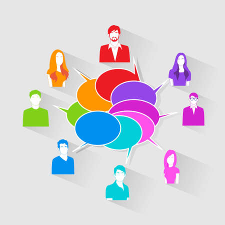 People Group Chat Social Network Communication Iconsのイラスト素材