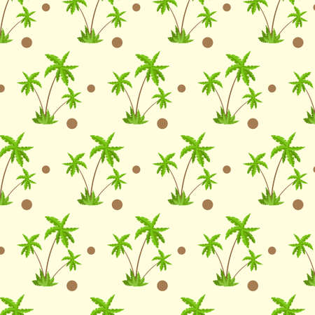 palm tree with coconut pattern over yellow sandのイラスト素材