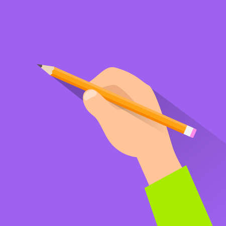 Hand with pen copy space flat design vectorのイラスト素材