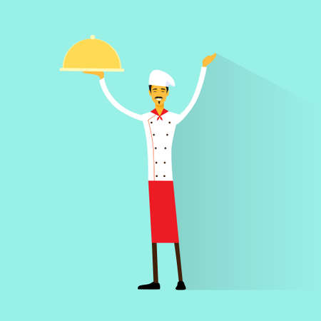 Cartoon Chef Cook with delicious dish full lengthのイラスト素材