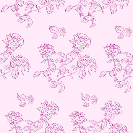 Pink Rose Flower Seamless Pattern Background Vectorのイラスト素材