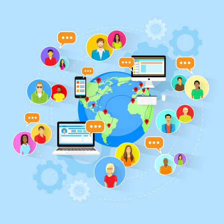 Social Media Global Communication People World Mapのイラスト素材
