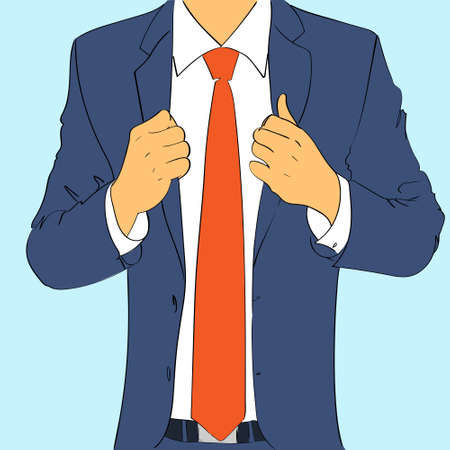 fashion suit business man wear red tie flat designのイラスト素材