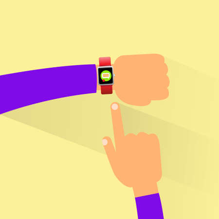 hand smart watch flat design vector illustrationのイラスト素材