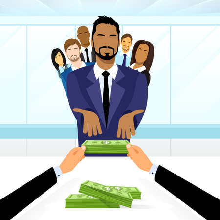 Business People Group Leader Get Salary Dollar Stackのイラスト素材