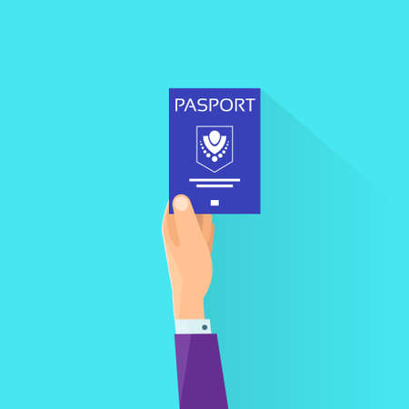 Passport Flat Icon Businessman Hand Hold Travelのイラスト素材