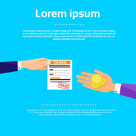 Businessman Hands Taxes Give Coins Money Flatのイラスト素材