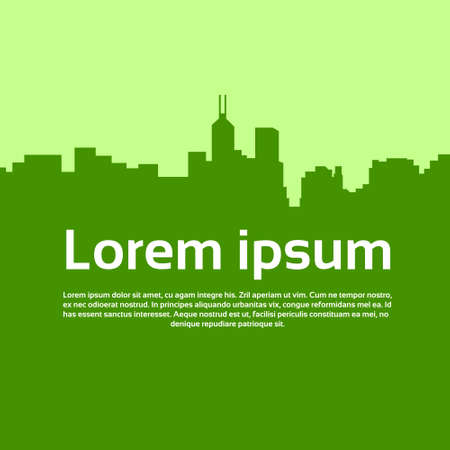 City Skyscraper Silhouette Cityscape Background Skyline with Copy Space Flat Design Vector Illustrationのイラスト素材