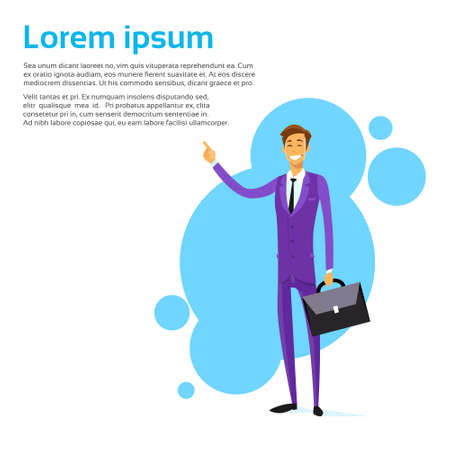 Business Man Smile Point Finger Empty Copy Spaceのイラスト素材