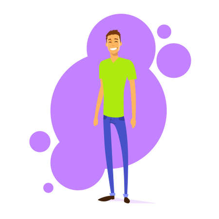 Casual Man Cartoon Character Standing Smile Isolatedのイラスト素材