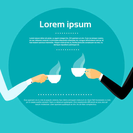 Hands Hold Coffee Cup Flat Vector Illustrationのイラスト素材