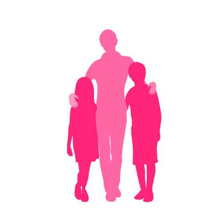 Family Silhouette Mother with Two Kids Holding Handsのイラスト素材