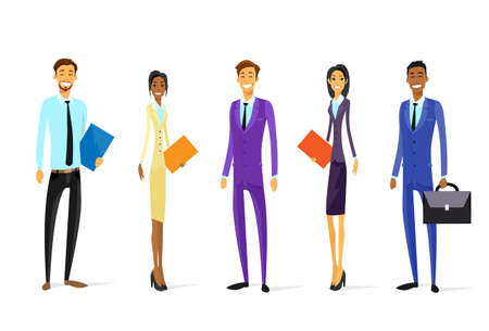 Business People Chartoon Character Group Diverse Team Standingのイラスト素材