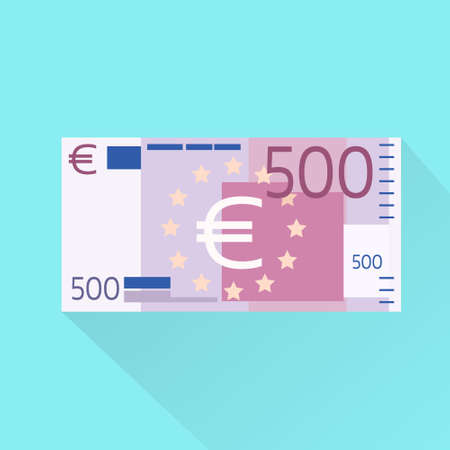 500 Euro Banknote Flat Design with Shadow Vector Illustrationのイラスト素材
