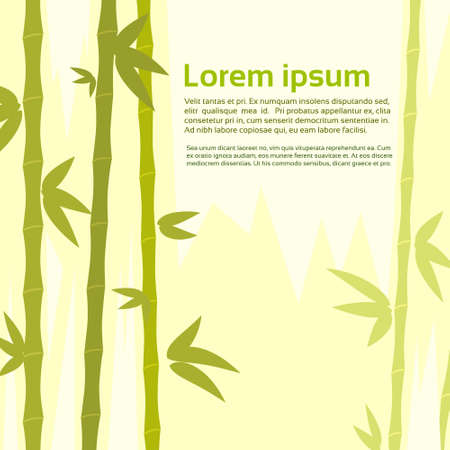 Bamboo Tree Leaves Background with Copy Space Flat Vector Illustrationのイラスト素材
