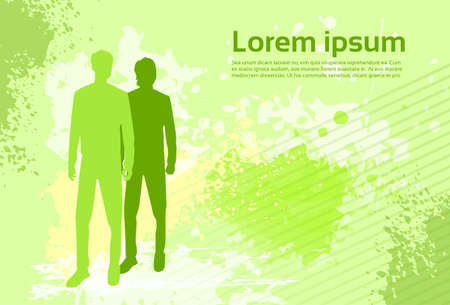 Abstract Colorful Green Background Human Silhouette Man with Copy Space Vector Illustrationのイラスト素材
