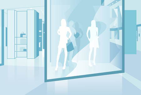 shopping window modern luxury shop in mall center vector illustrationのイラスト素材