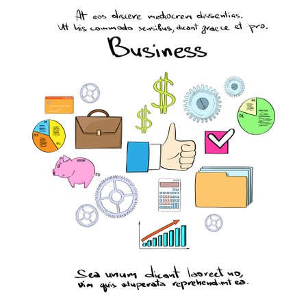 Thumb Up Logo Hand Draw Color Icon Set Vectorのイラスト素材