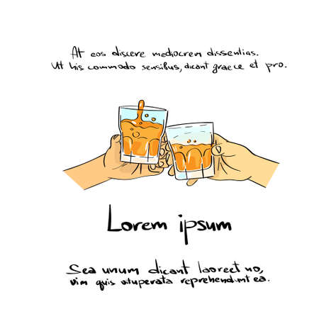 Hand Drink Glass Cheers Toas Draw Logo Color Iconのイラスト素材