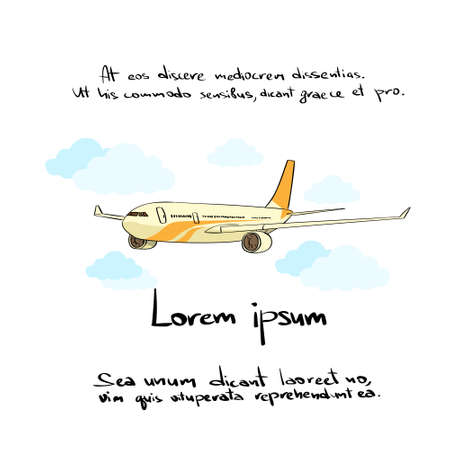 Aircraft Plane Hand Draw Color Iconのイラスト素材