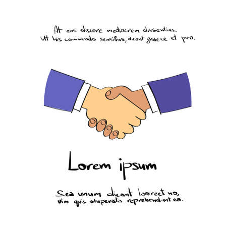 Handshake Logo Hand Draw Color Icon Vectorのイラスト素材