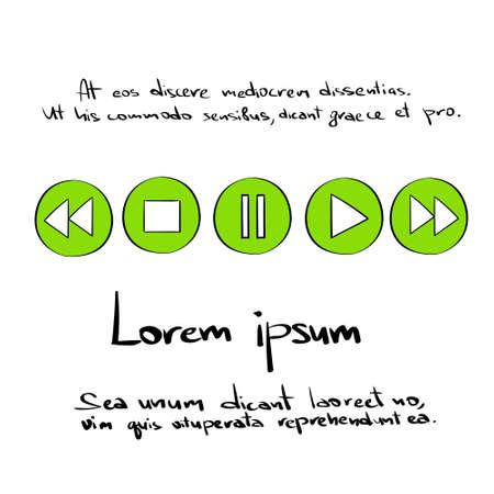 Player Control Elements  Hand Draw Color Icon Vector Illustrationのイラスト素材