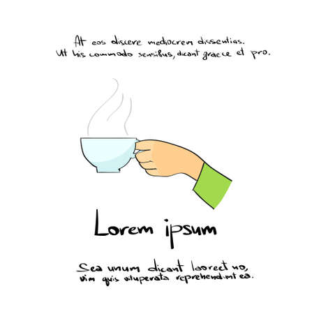 Hand Hold Coffee Cup Draw Color Icon Vector Illustrationのイラスト素材