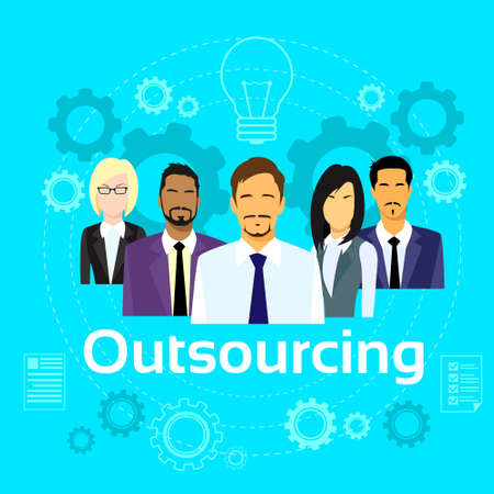 Business People Outsourcing Team Diverse Group Flat