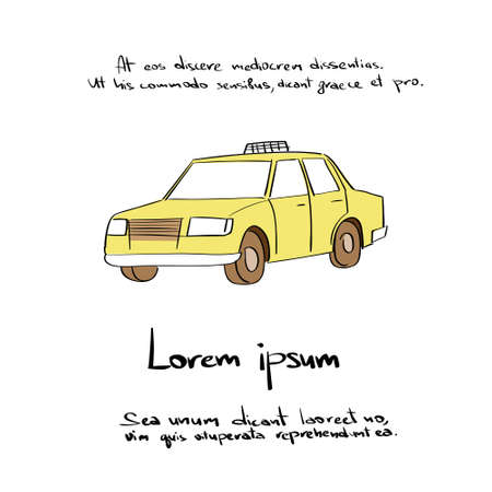 Taxi Car Yellow Draw Color Icon Vectorのイラスト素材