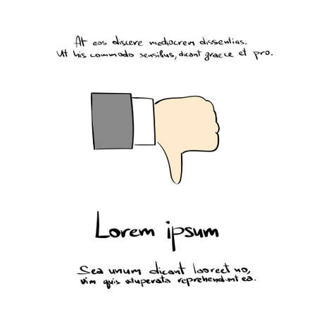 Thumb Down Hand Draw Color Dislike Icon Vector Illustrationのイラスト素材