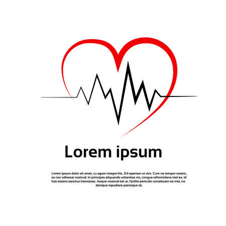 Heart Pulse Logo Red Icon Vector Illustrationのイラスト素材