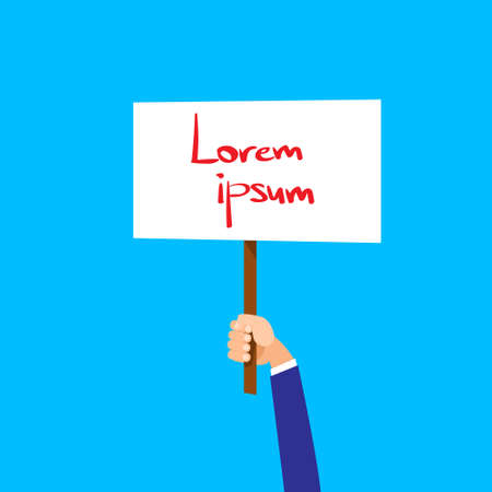 Hand Hold Placard Sign Board Blank with Copy Space Flat Design Vector illustrationのイラスト素材