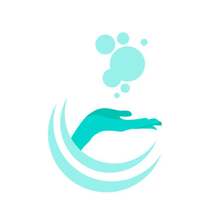 Hand Open Palm Logo Icon Isolated on White Background Vector Illustrationのイラスト素材