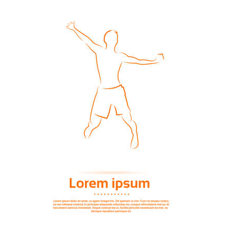 Man Jump Outline Silhouette Logo Draw Icon Vector Illustrationのイラスト素材