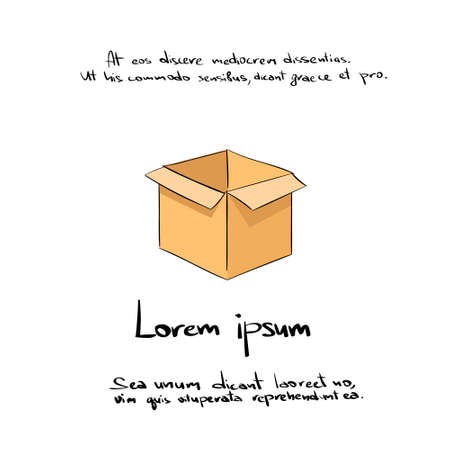 Box Open Hand Draw Color Icon Vector Illustrationのイラスト素材