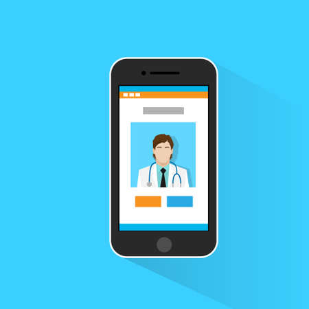 Medical Doctor Smart Phone Application Flat Vector Illustrationのイラスト素材