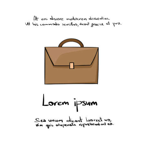 Briefcase Hand Draw Color Icon Vector Illustrationのイラスト素材