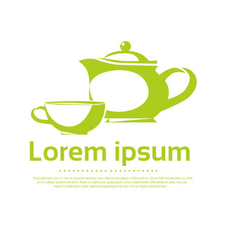 Green Tea Pot Cup Icon Logo Vector Illustrationのイラスト素材