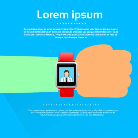 Smart Watch Medical Doctor Application Flat Vector Illustrationのイラスト素材