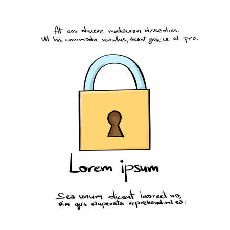 Lock Hand Draw Color Icon Vector Illustrationのイラスト素材