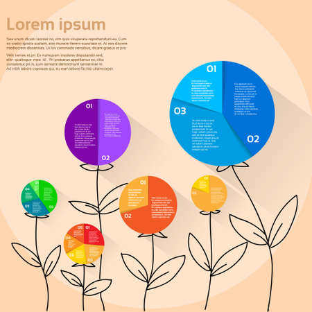 Finance Pie Diagram Flower Hand Draw Infographic Documentのイラスト素材